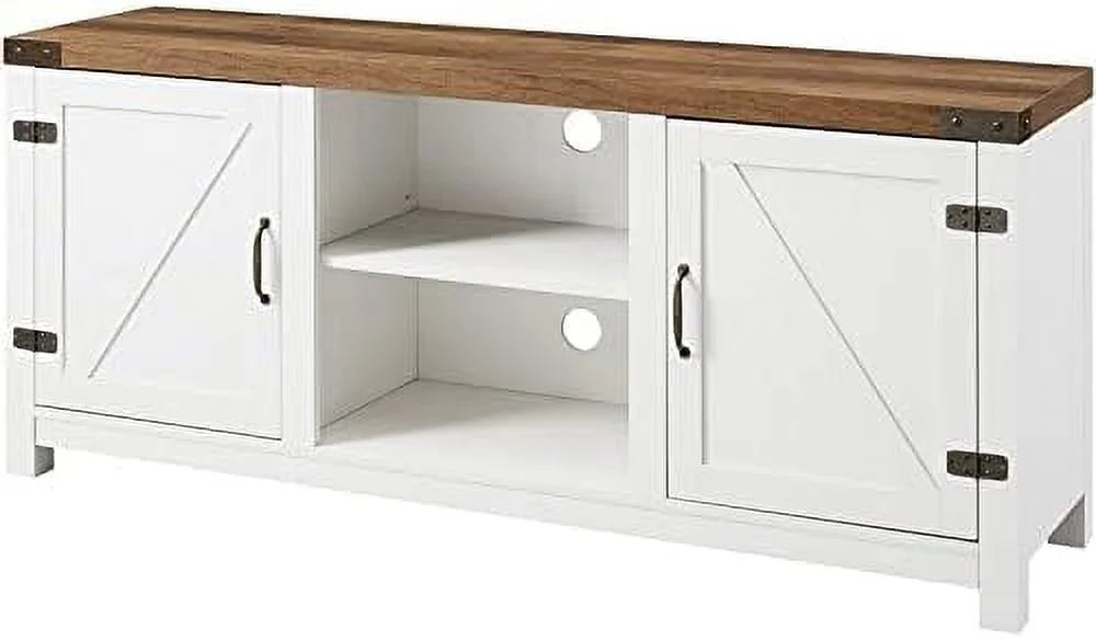 Rustic Wood TV Stand Up To 65" Brushed White Oak O6047