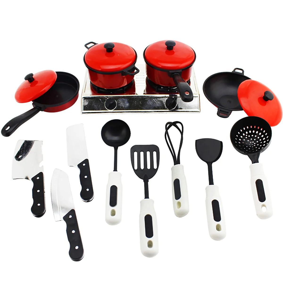 13 Pcs Kids Kitchen Toy Cookware Set with Play Food A520585