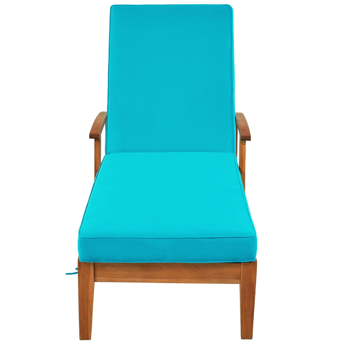 Solid Wood Chaise Lounge with Cushion, Wheels and Cup Table A60468