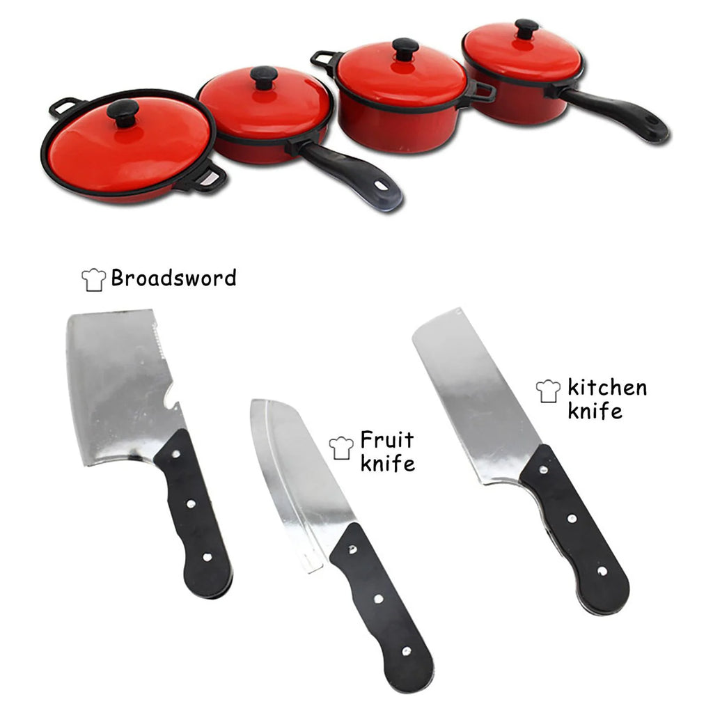 13 Pcs Kids Kitchen Toy Cookware Set with Play Food A520585