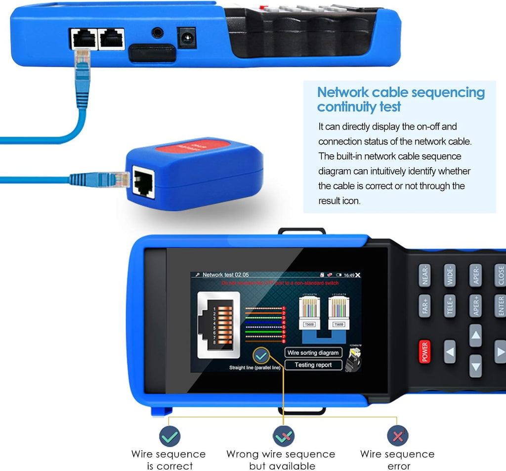 8MP AHD CVI TVI CVBS IP Camera Tester with 4 inch Touch Screen R333