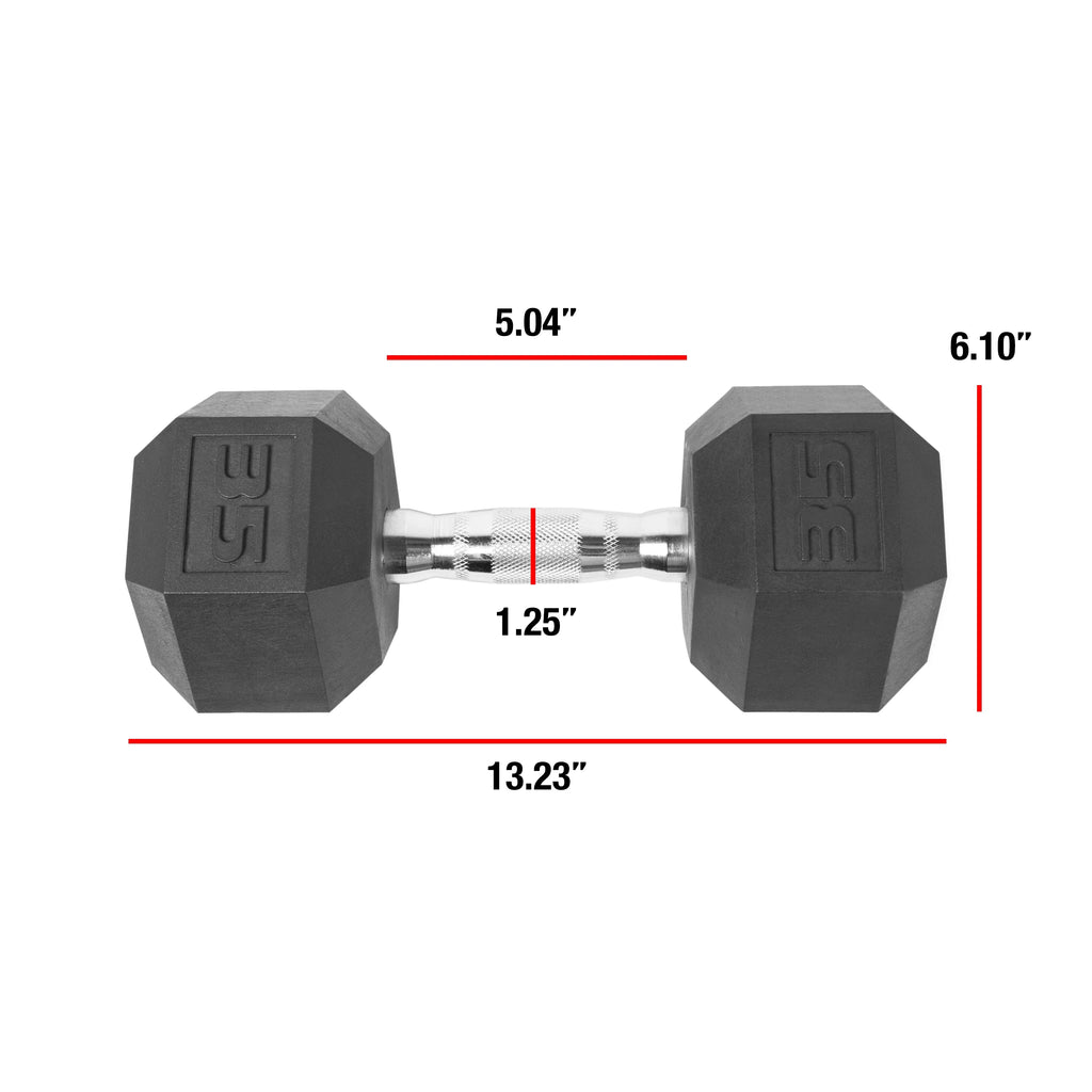 Coated Hex Dumbbell, Single 35 lbs E63027