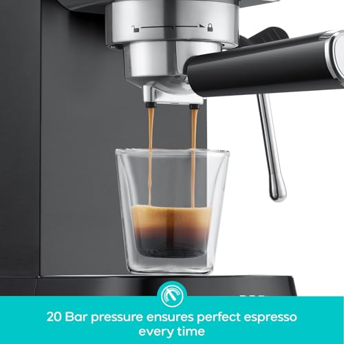 Compact Espresso Machine with Steam Milk Frother, Stainless Steel, 34oz Water Tank E409714