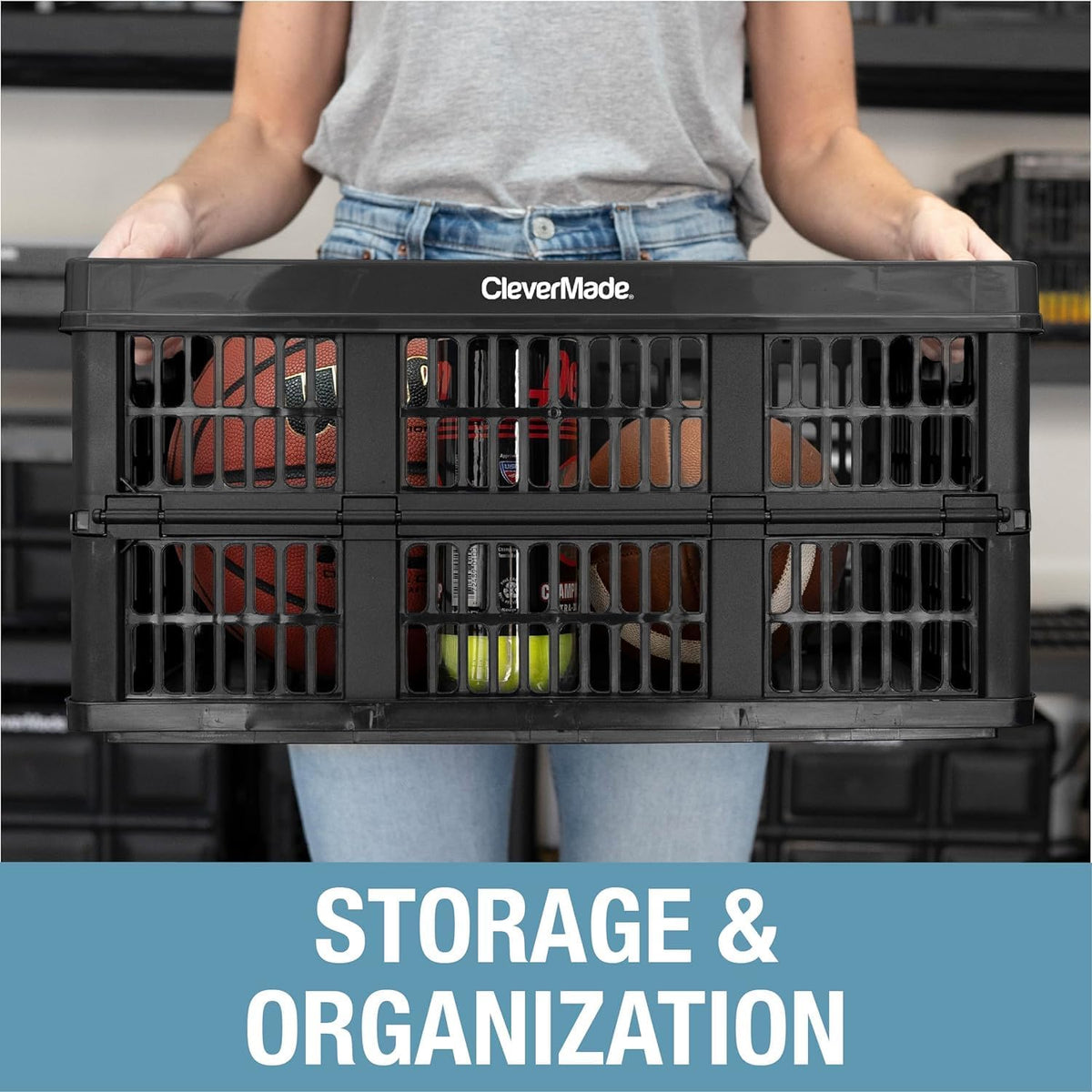 3PK 45L Collapsible Plastic Storage Bins J588189