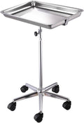 Adjustable Stand Stainless Steel Removable Tray with Dual Wheel Shielded Nylon Casters Mobile Base 17 lbs. Weight Capacity Pack of 2 L819