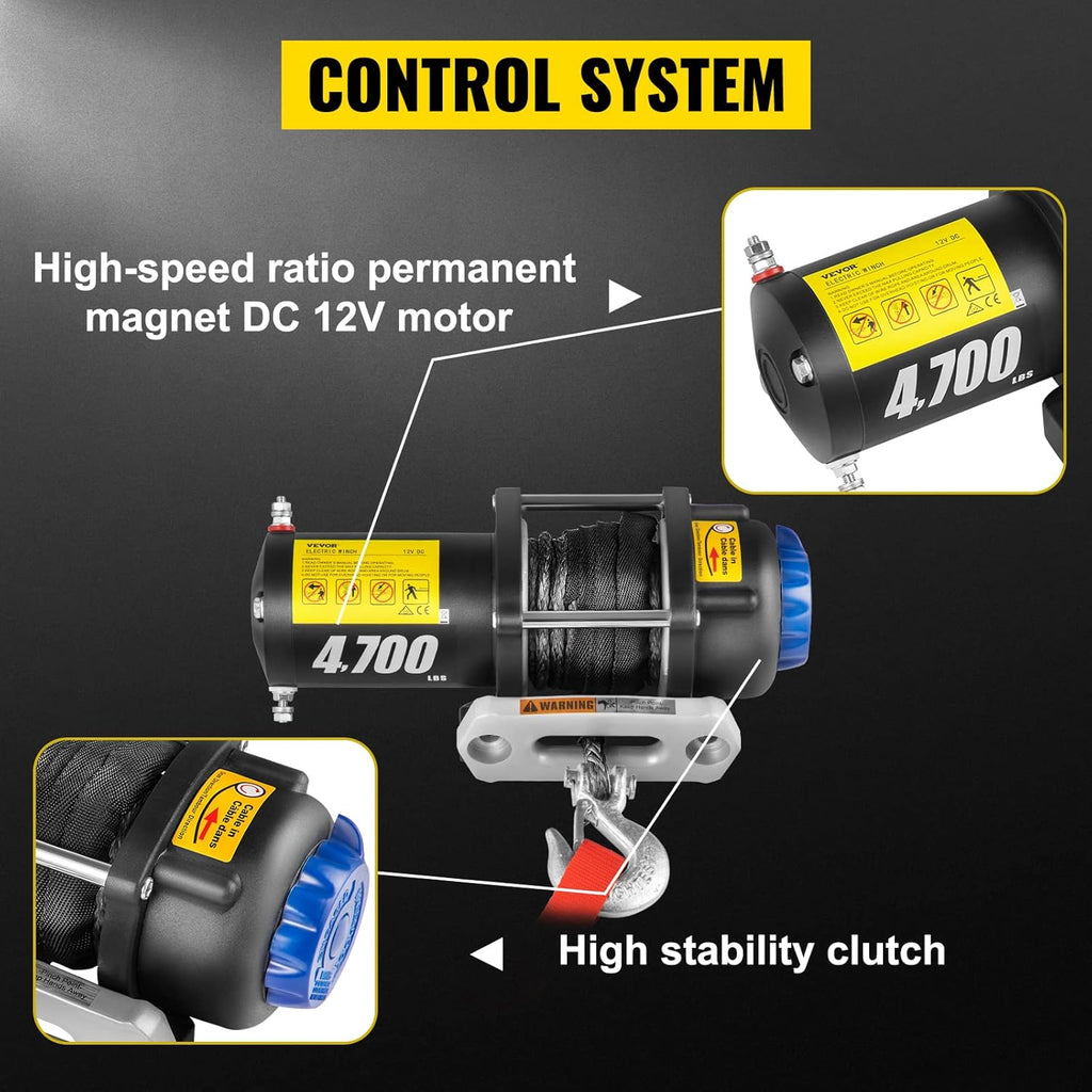 4700 lbs Capacity Electric Winch with Synthetic Rope and Wireless Remote Y591085