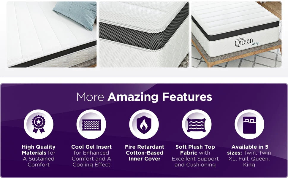 Queen 8” Hybrid Gel Memory Foam and Coils Mattress X5683