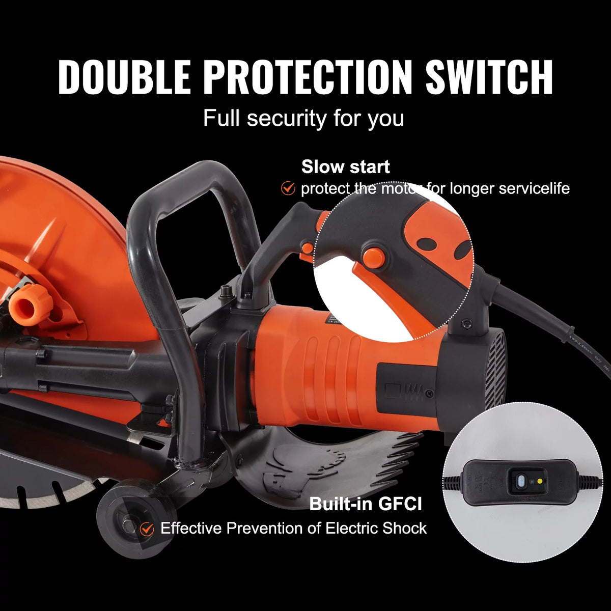 14'' Electric Concrete Saw Wet/Dry Saw Cutter with Water Pump and Blade O65960