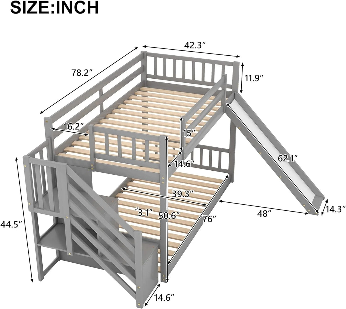 Kids Bunk Bed with Stairs and Slide R2264