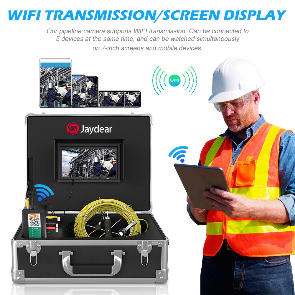7 Inch LCD Monitor WiFi Sewer Inspection Camera, 165ft/50m, IP68 O108904