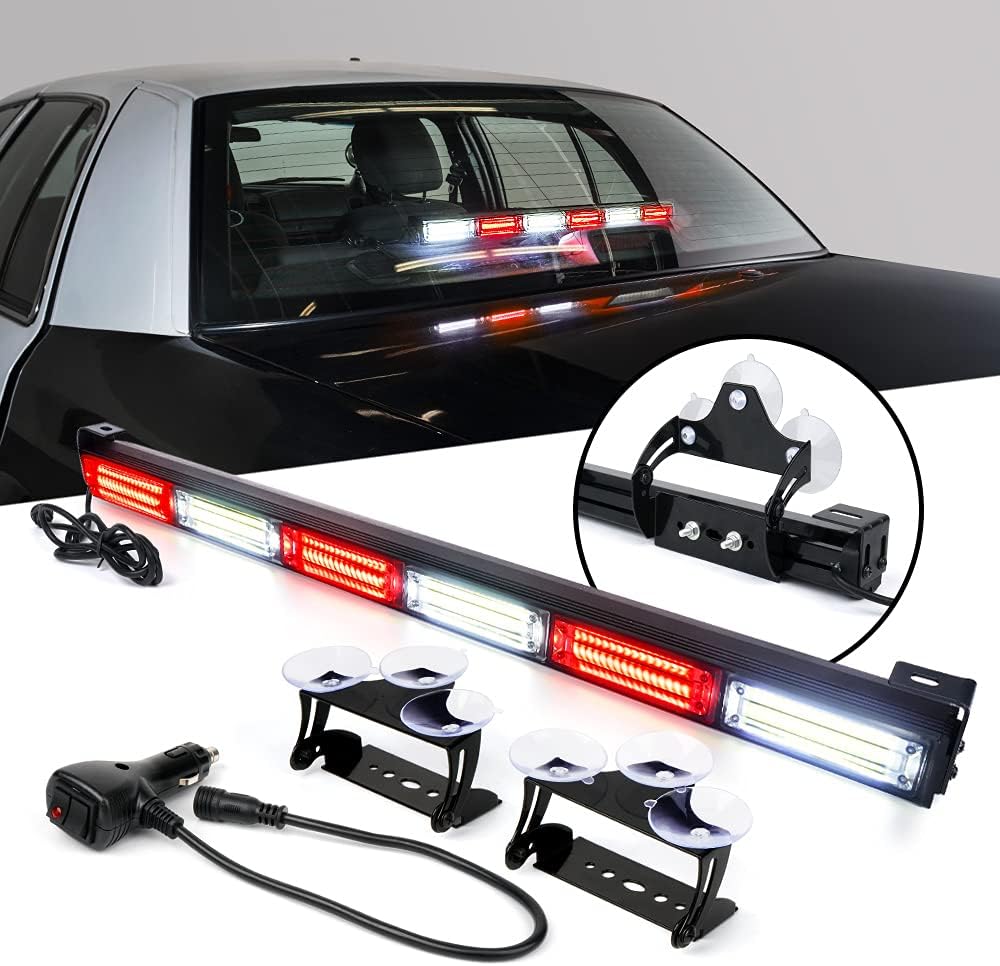 31" COB LED Emergency Traffic Advisor Strobe Light Bar, White/Red, Pack of 2 V30919