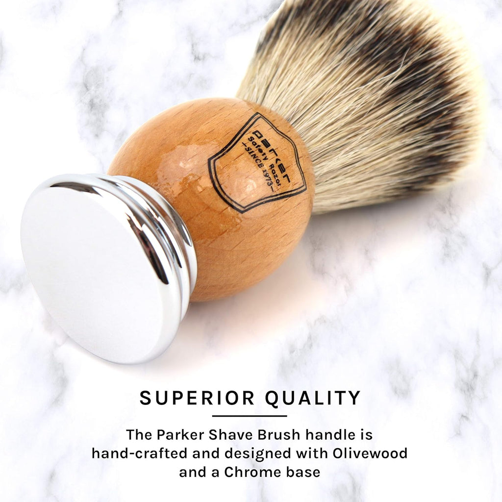 Olivewood Silvertip Badger Shaving Brush & Stand Pack of 2 X62706
