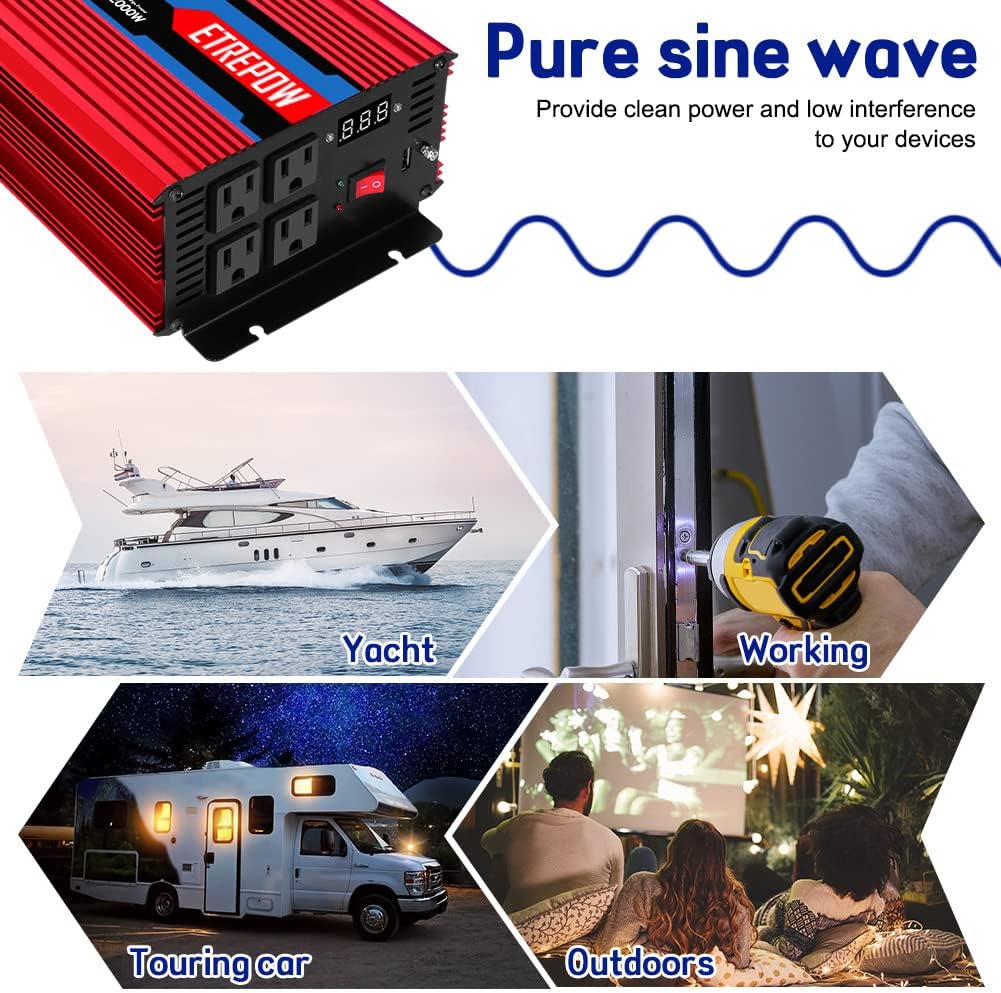 3000 Watt Pure Sine Wave Power Inverter 12V DC to 110V AC R58873