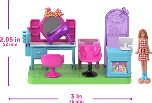 Mini Land DreamHouse & 3 Playsets with 4 1.5-Inch Dolls, Doll House Furniture & Accessories M375