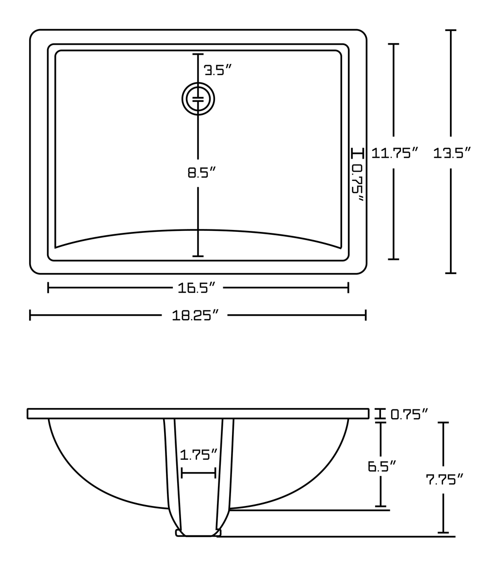 White Rectangle Undermount Sink Set T834496
