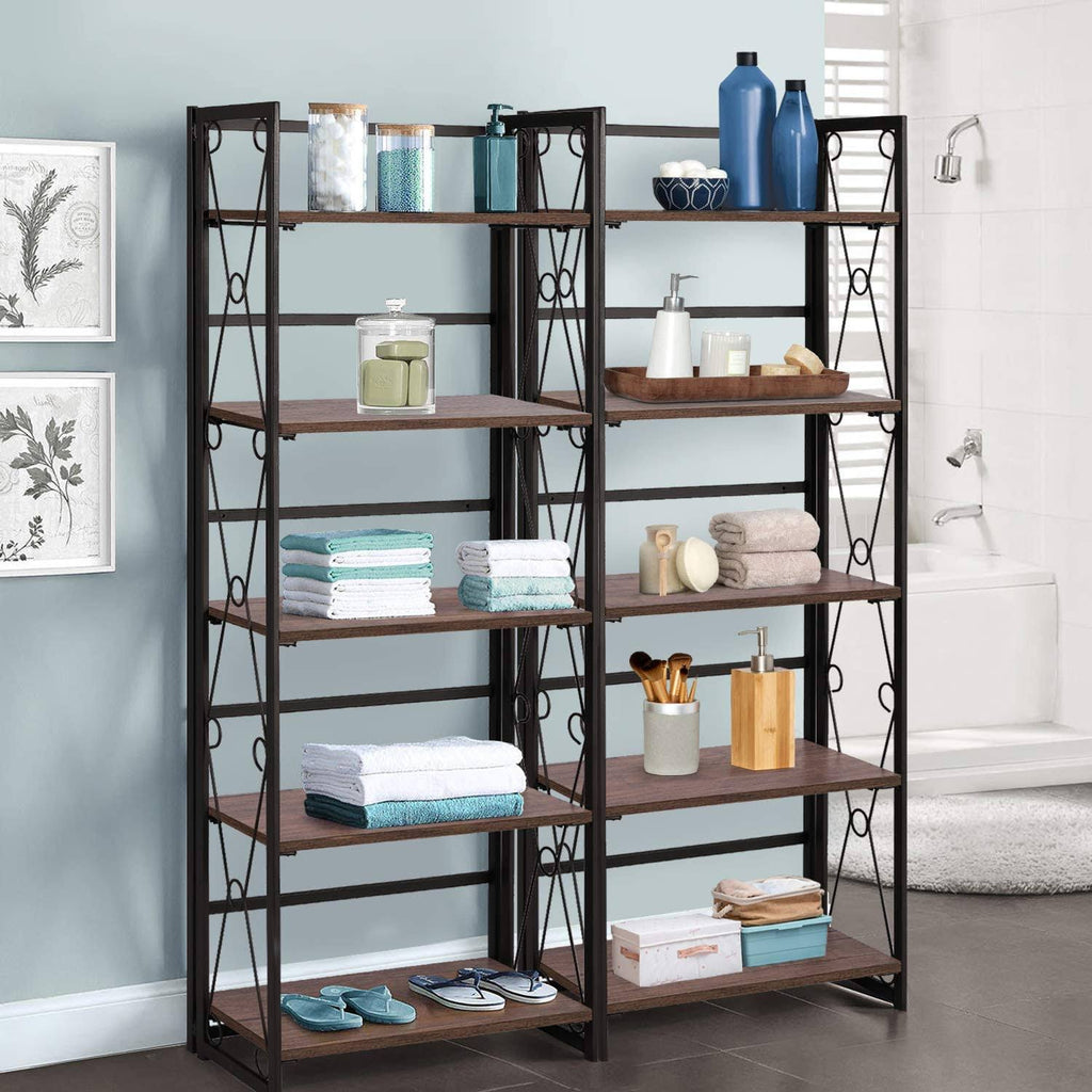 5 Tier Bookshelf Set of 2 with Metal Fram M635