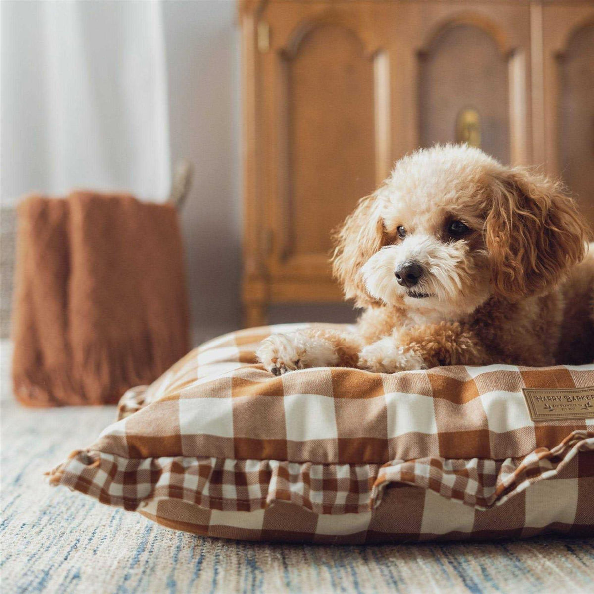 Brown Gingham Print Envelope Dog Bed B122642