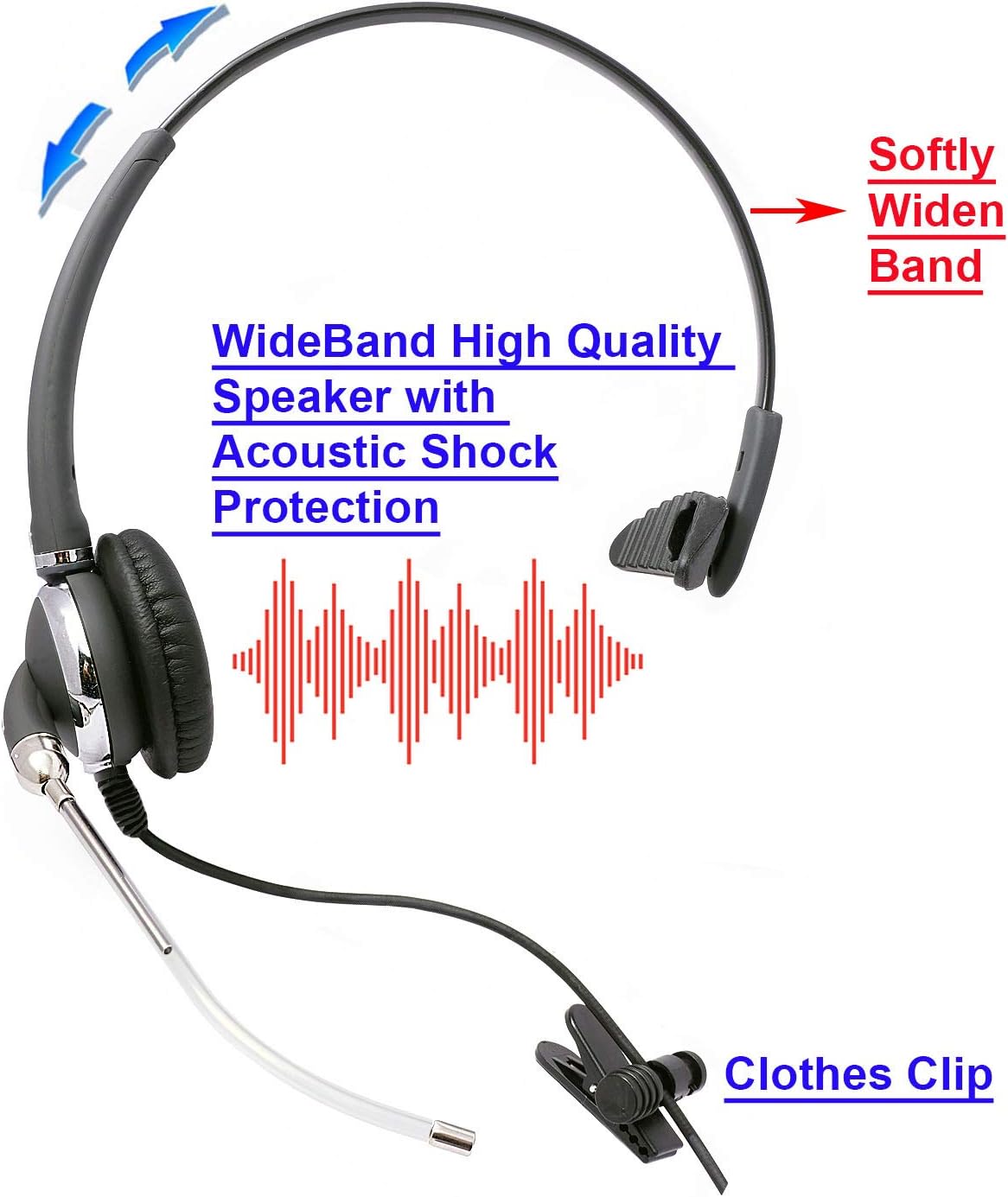 Monaural Office Headset with RJ9 Cord X918