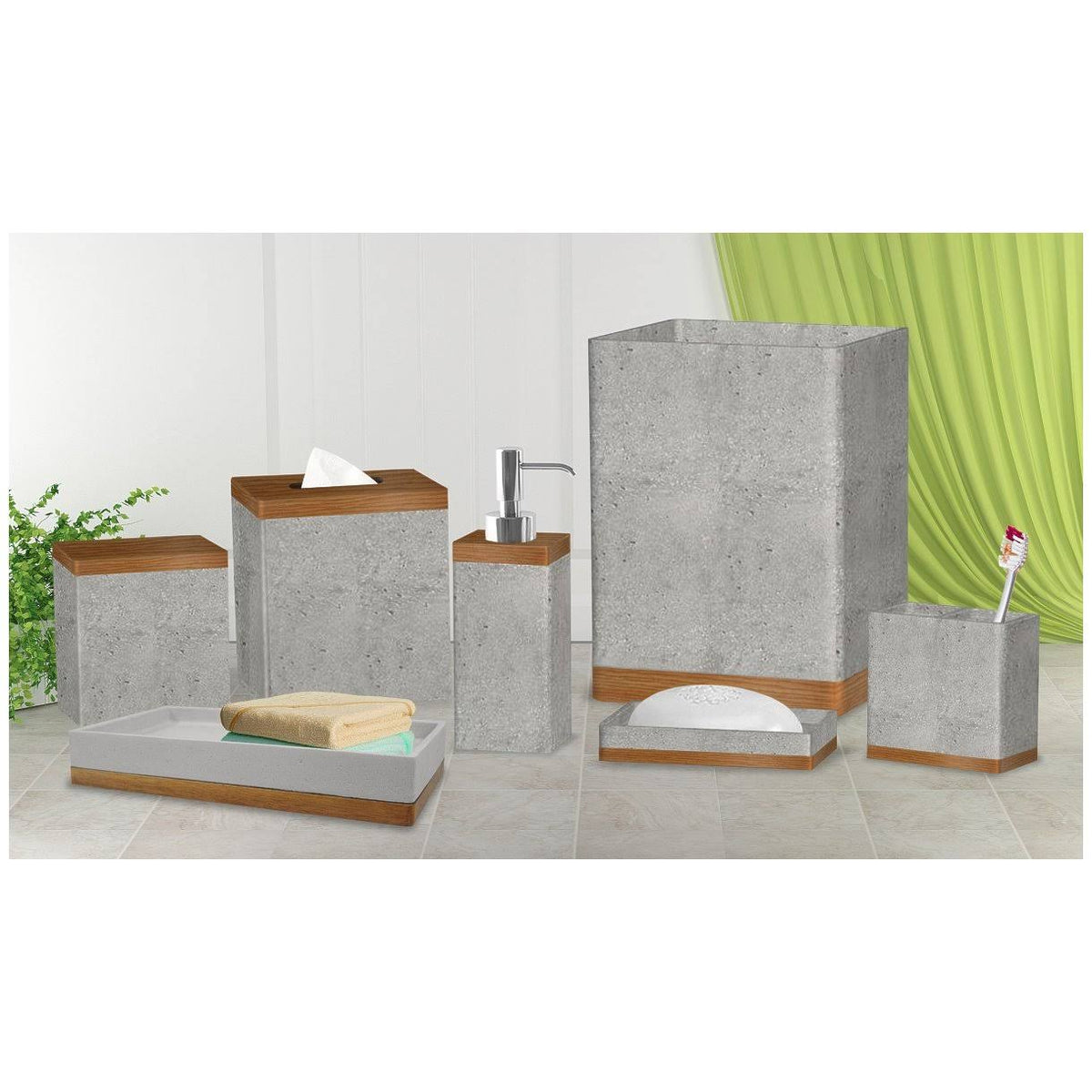 Grey Concrete 7pc Bath Set H4949
