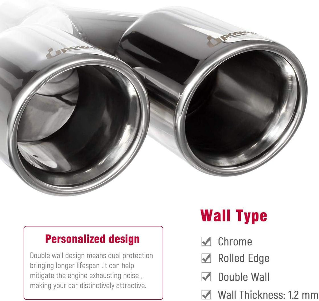 2PCS 2.25 Inlet 3 Outlet 304 Stainless Steel Exhaust Tailpipe Tips K2976