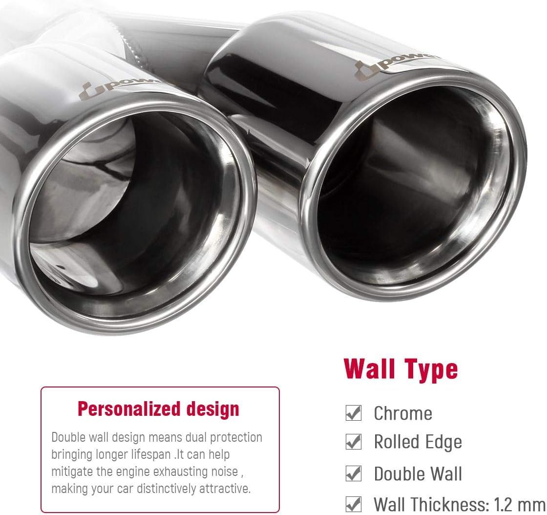 2PCS 2.25 Inlet 3 Outlet 304 Stainless Steel Exhaust Tailpipe Tips K2976