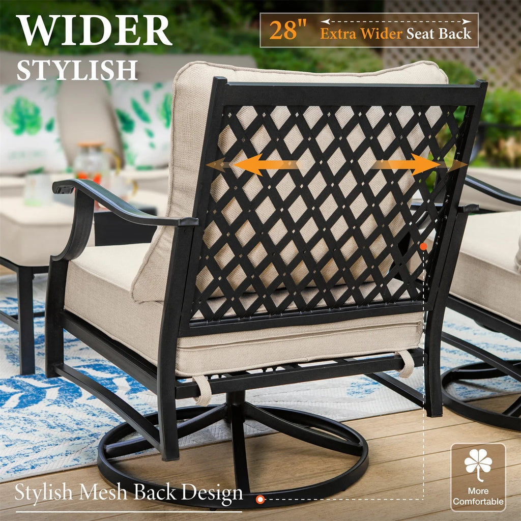 Beige 5-Seat Outdoor Patio Conversation Sofa Set Q58280