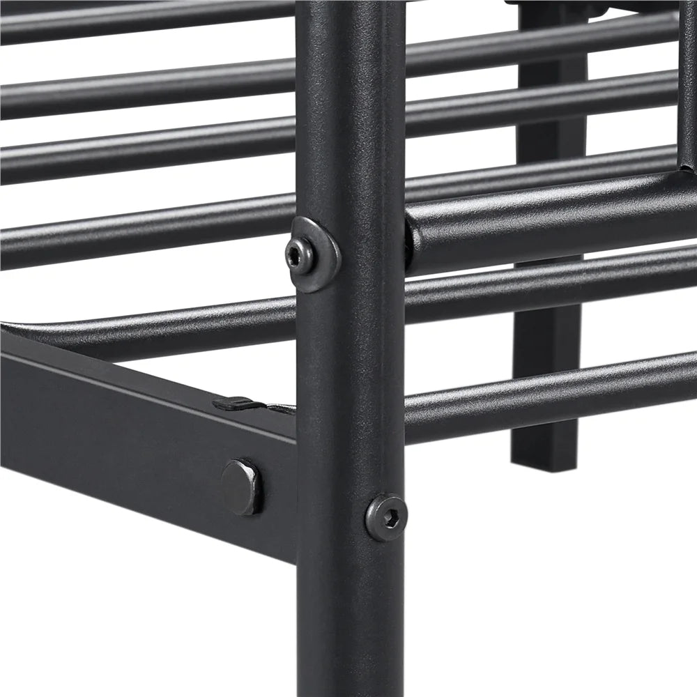Black Metal Twin Platform Bed with Headboard and Footboard K368092