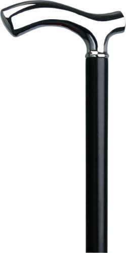 Black Slim Line Chrome Plated Walking Cane with Black Beechwood Shaft K719