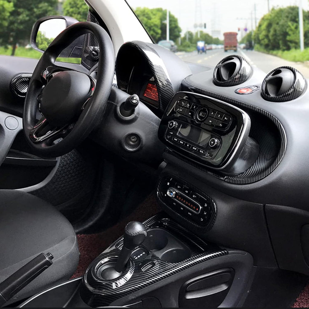 Carbon Fiber Style Gear Shift Panel Cover Sticker Pack of 2 F271