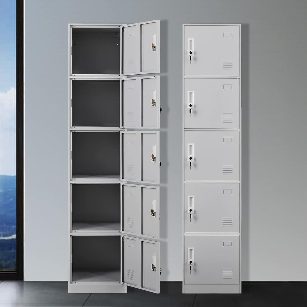 5 Door Light Gray Metal Locker Cabinet Y827
