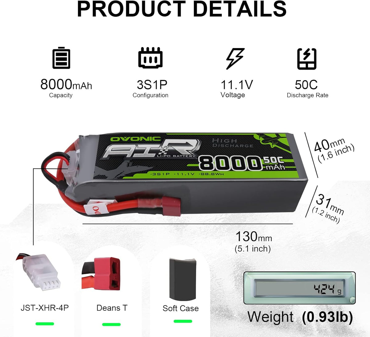 3s 8000mAh 11.1V Lipo Battery 2 Packs E89983