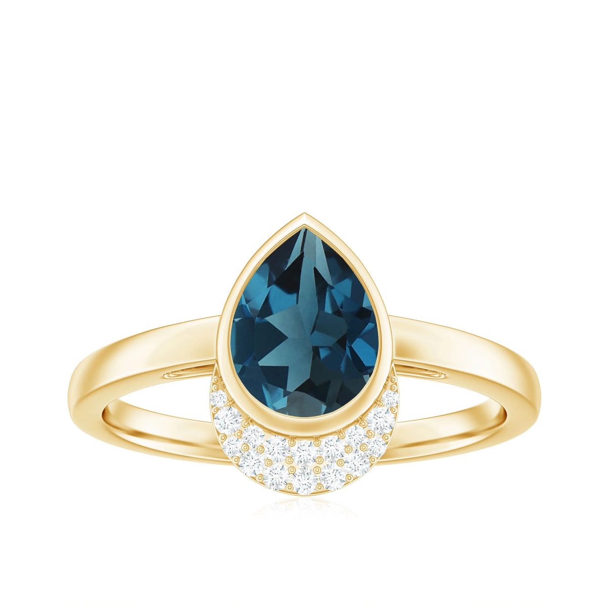 14K Yellow Gold Teardrop Ring with Diamond D574920