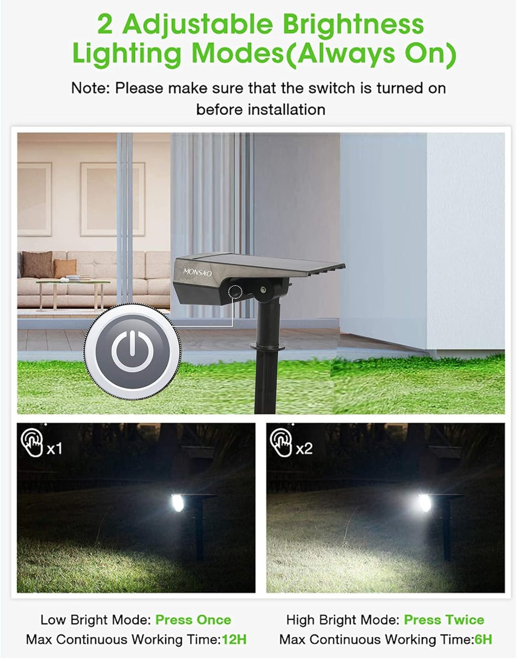 2 Pack IP65 Waterproof Solar Spot Lights Y722465