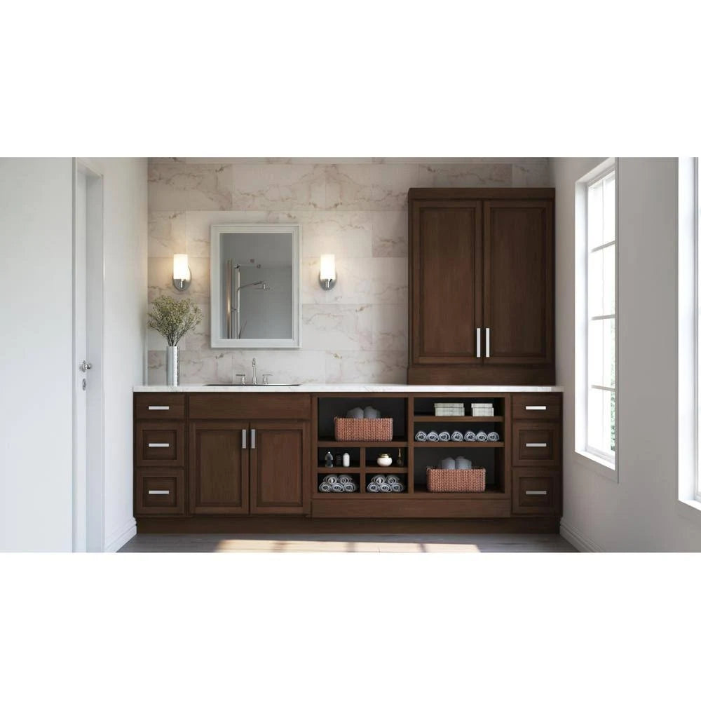 36x23.5x12 in. Cognac Medium Brown Wall Bridge Kitchen Cabinet V48955