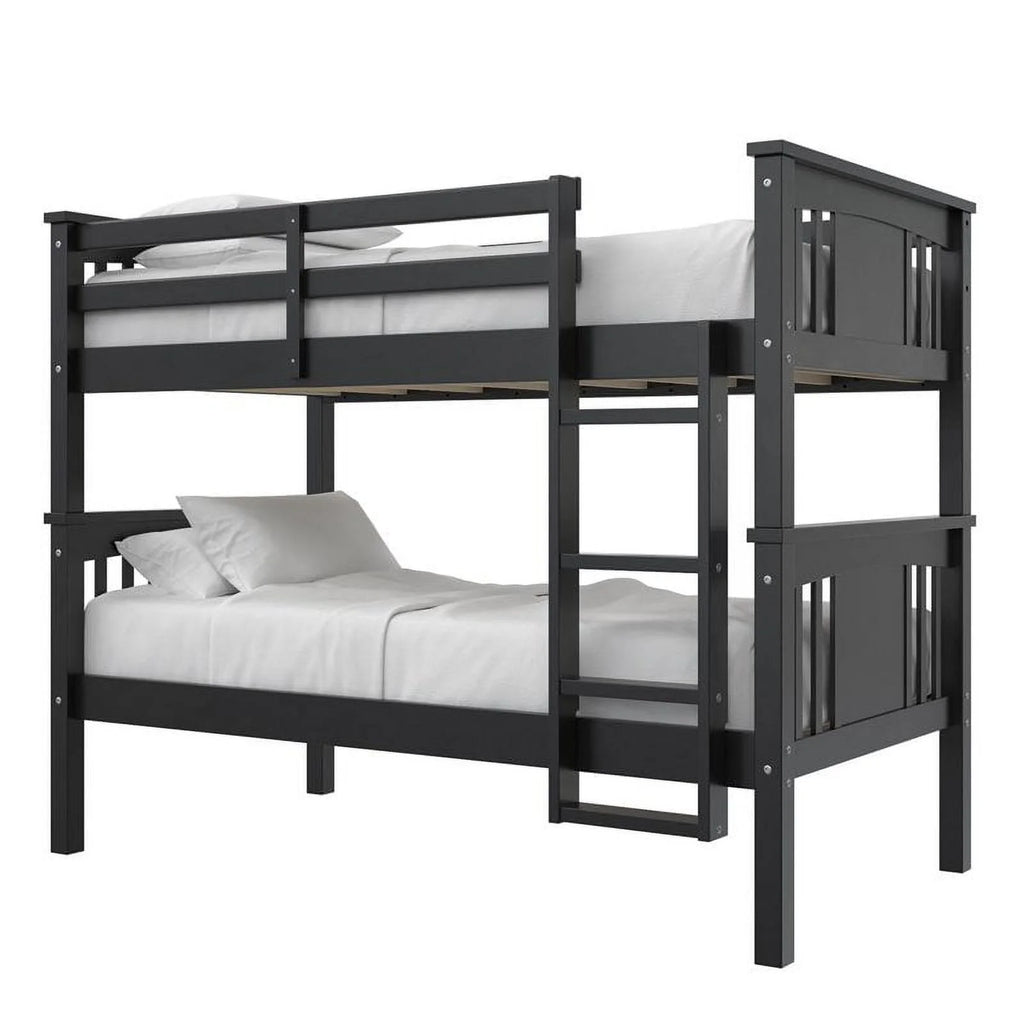Black Twin Over Twin Wood Bunk Bed Z909