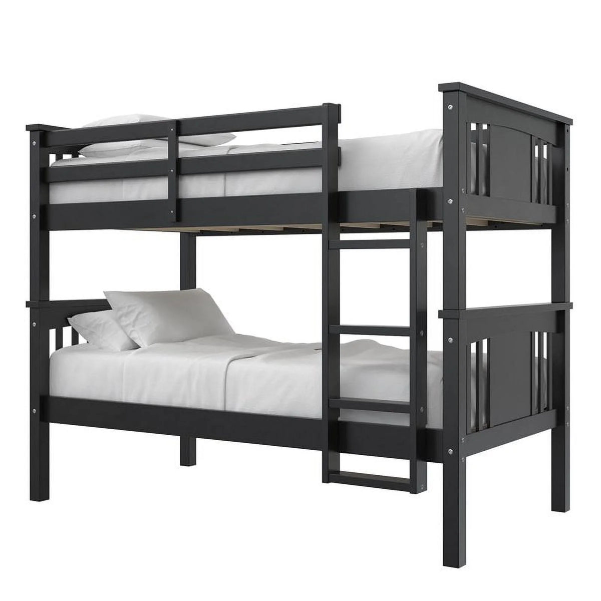 Black Twin Over Twin Wood Bunk Bed Z909
