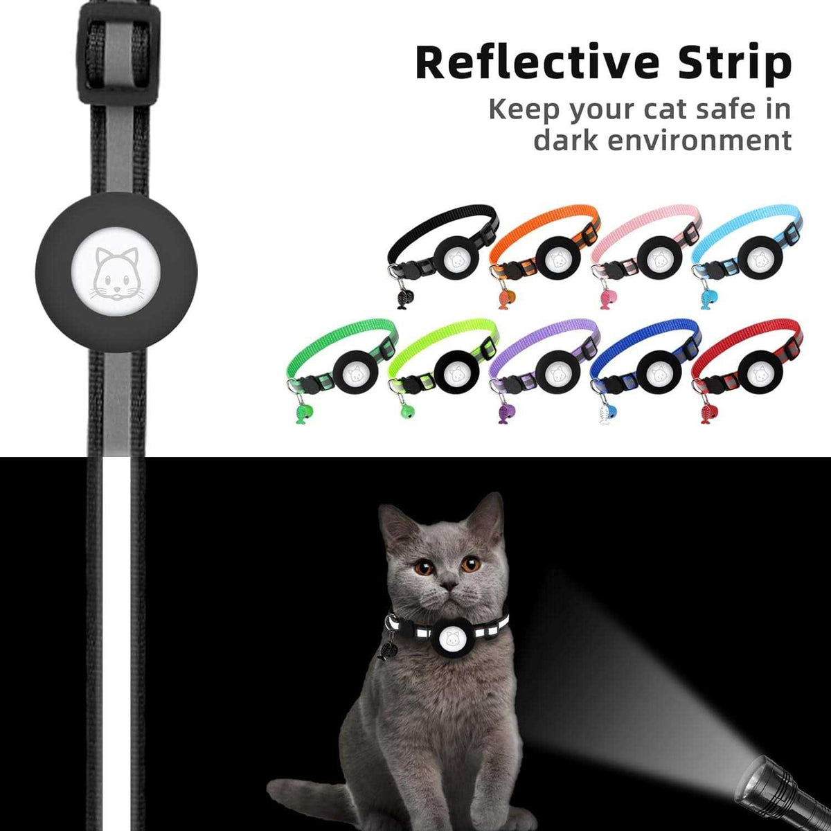 Airtag Cat Collar with Bell and Safety Buckle Q96791