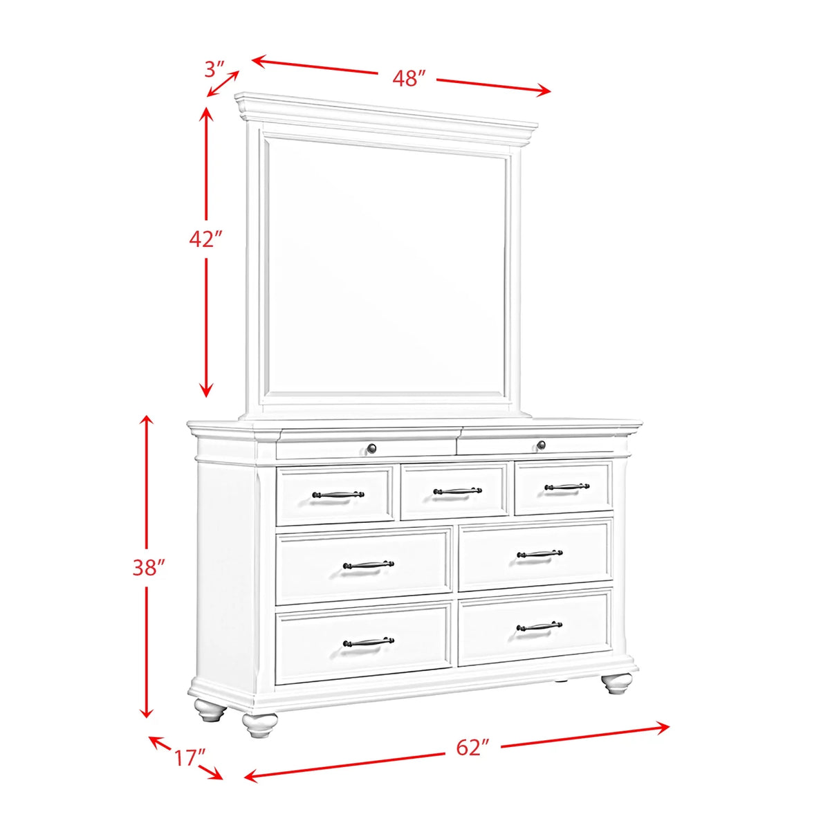 Black 9-Drawer Dresser with Mirror R6645