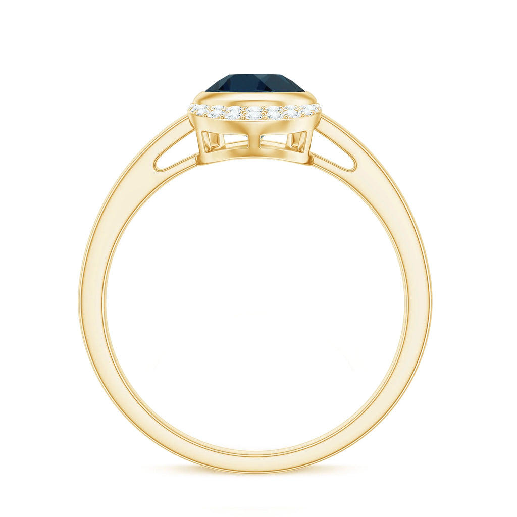 14K Yellow Gold Teardrop Ring with Diamond D574920