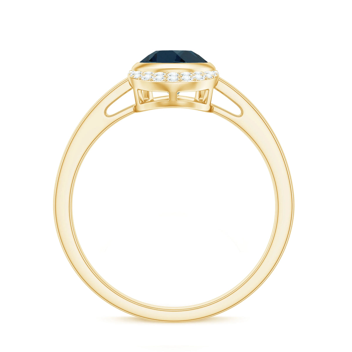 14K Yellow Gold Teardrop Ring with Diamond D574920