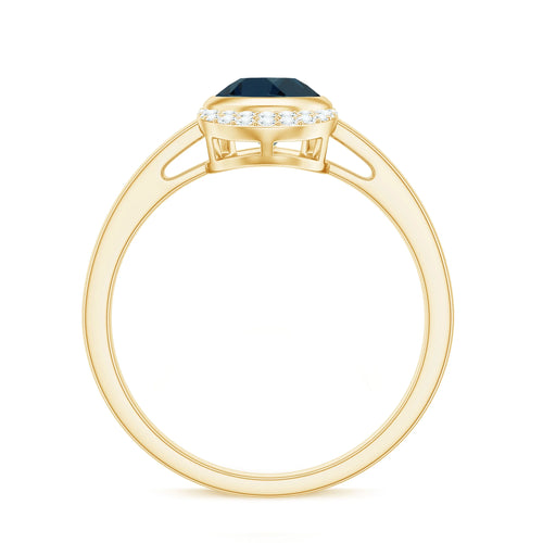 14K Yellow Gold Teardrop Ring with Diamond D574920