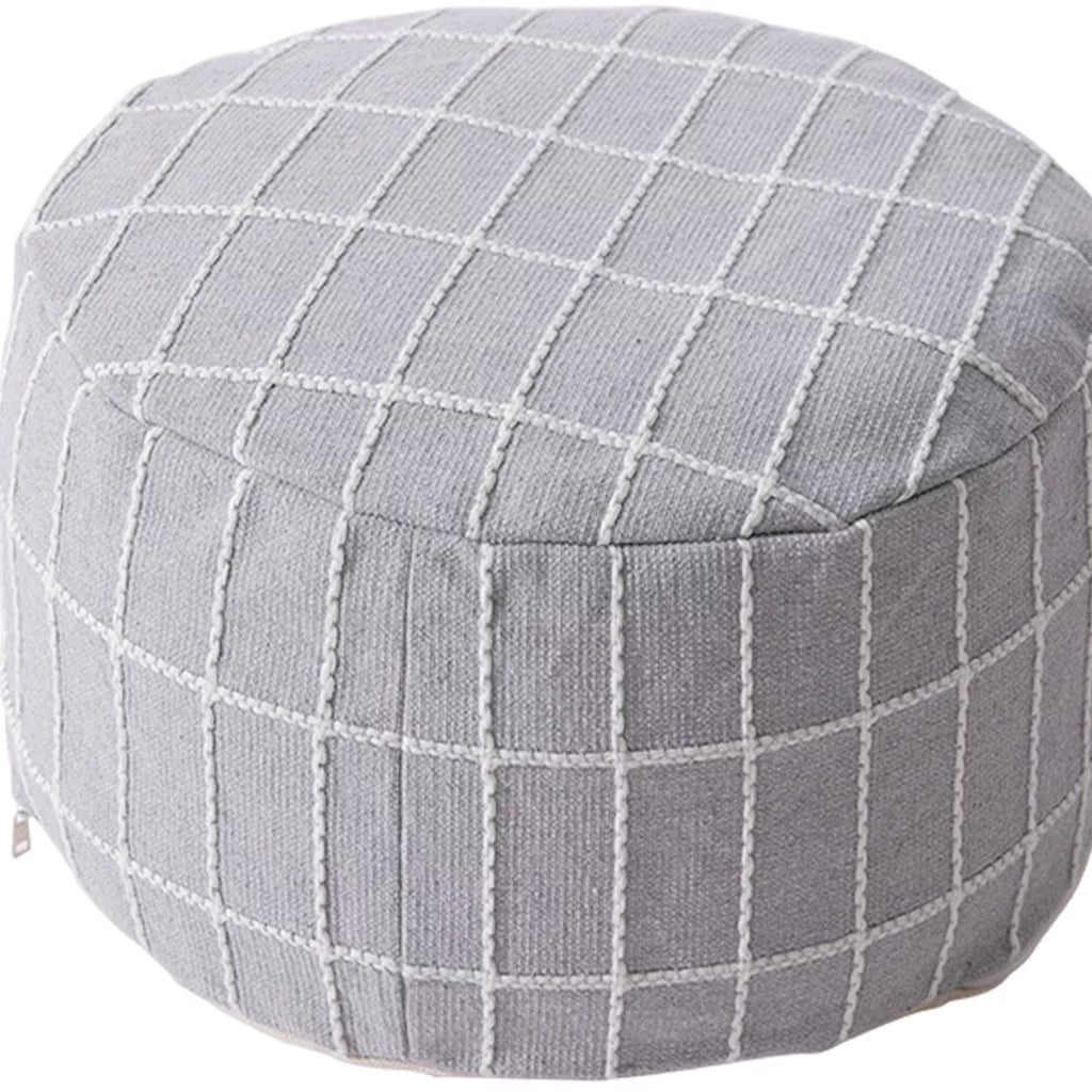 Gray Ottoman Pouffe Cover Foot Stool Cubes L815098