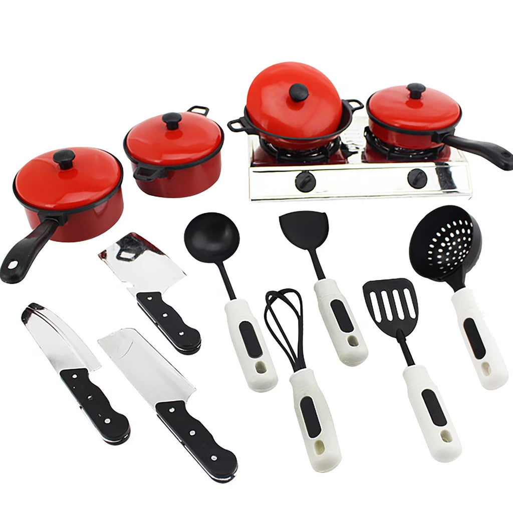 13 Pcs Kids Kitchen Toy Cookware Set with Play Food A520585