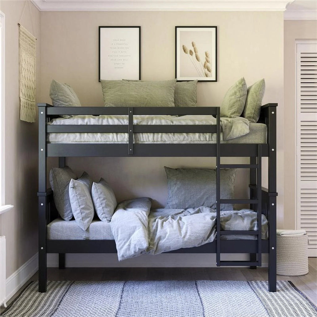 Black Twin Over Twin Wood Bunk Bed Z909