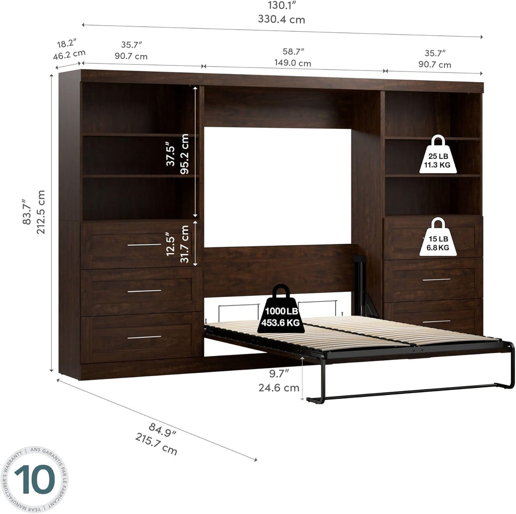 Chocolate Full Wall Bed Z71545