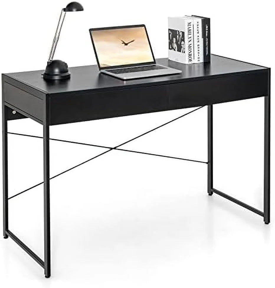 Black Computer Desk with 2 Drawers D972925