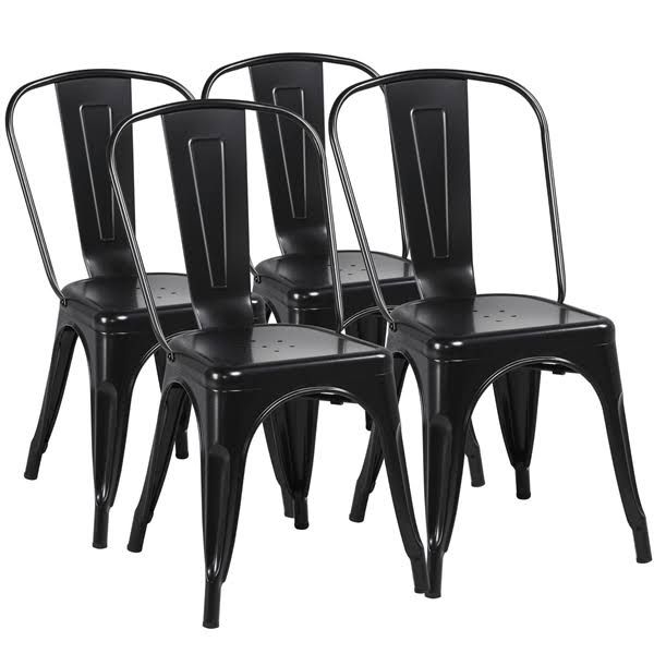 Black Metal Dining Chairs Set of 4 X58132