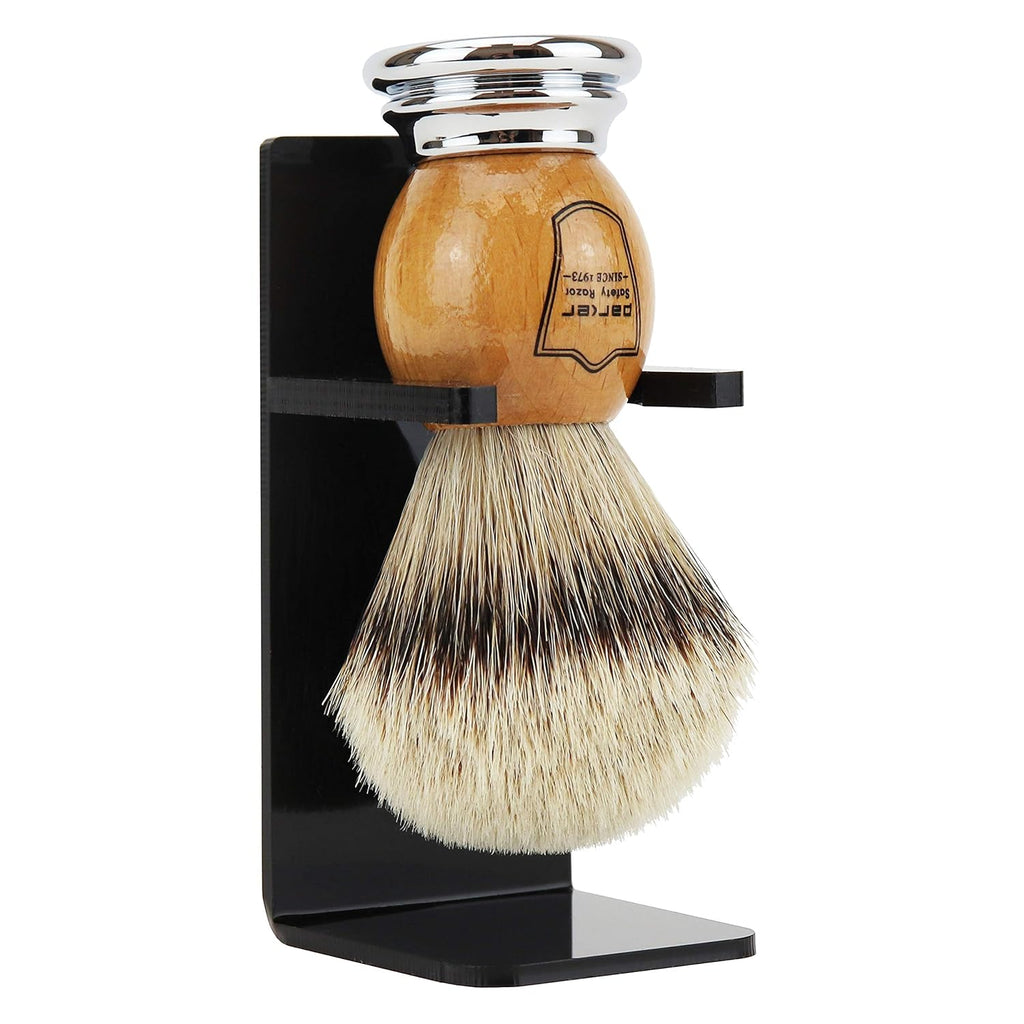 Olivewood Silvertip Badger Shaving Brush & Stand Pack of 2 X62706