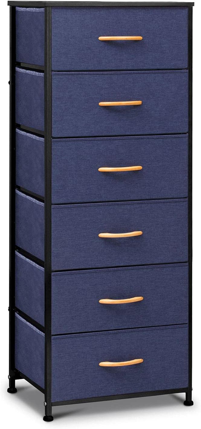 6 Drawer Fabric Dresser with Wooden Top G86857