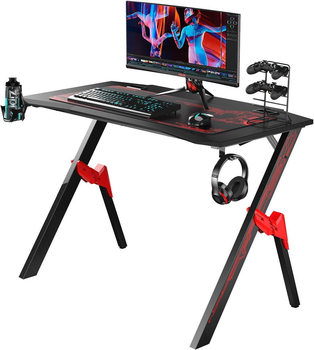 44 inch Carbon Fiber Gaming Desk with Cup Holder Y46277